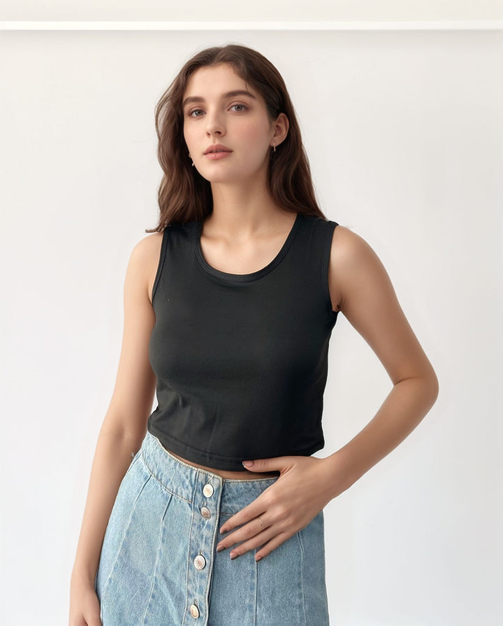 Black Basic Cropped Top