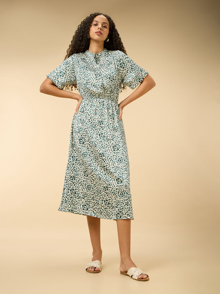 Multi Half Sleeved Buttondown Dress