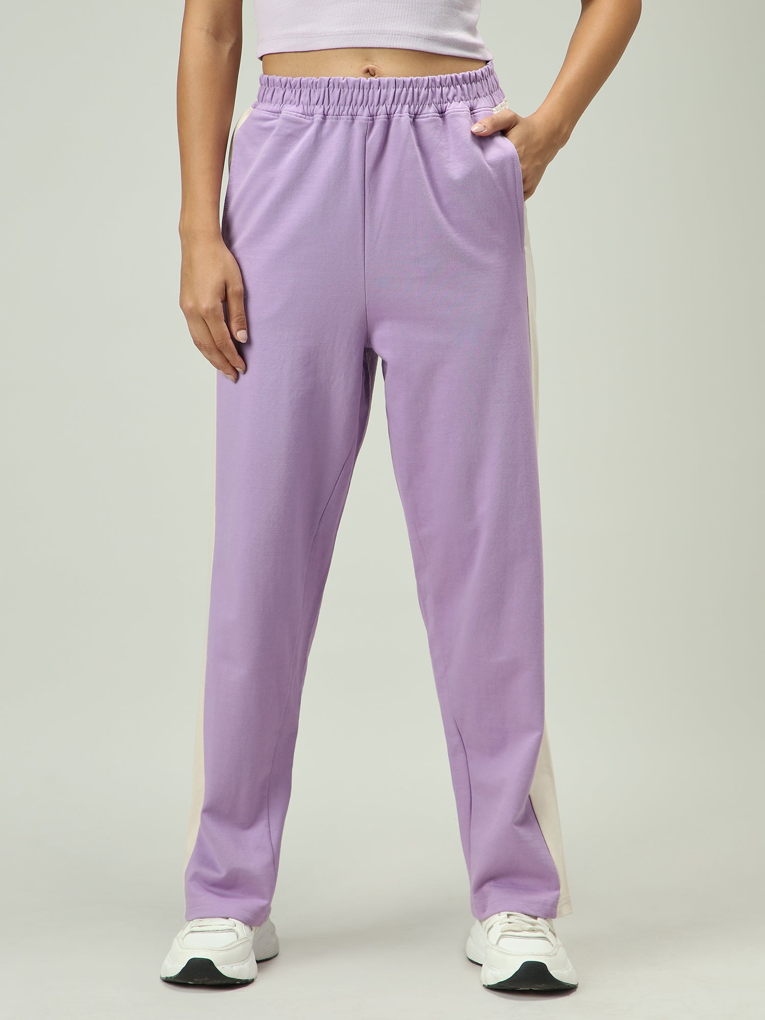 Lilac Contrast Striped Sweatpants