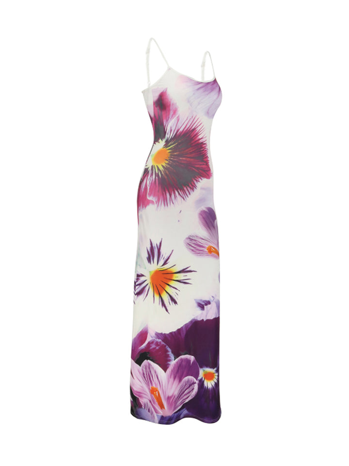 Purple Bold Floral Print Dress