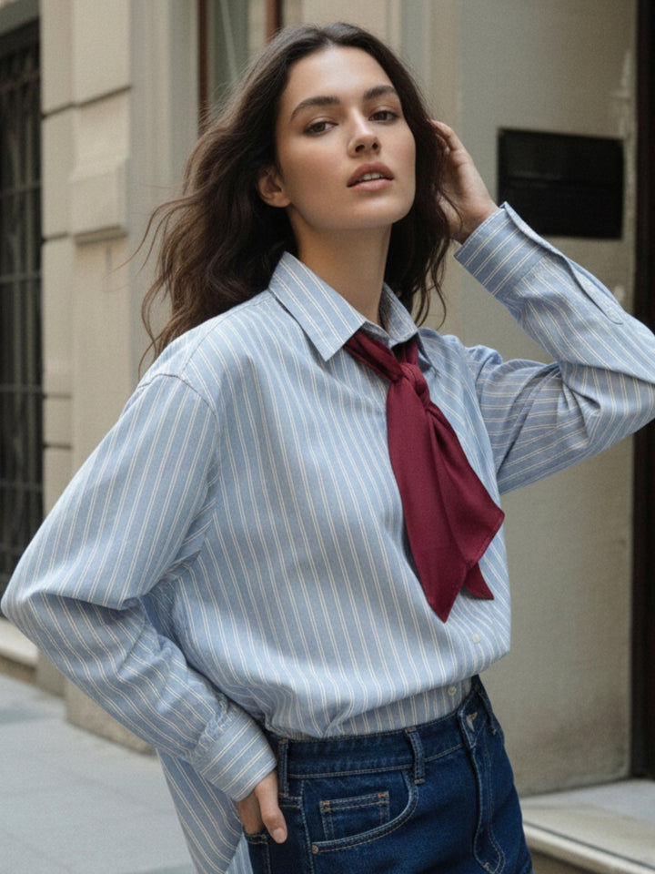 Blue Long Sleeve Stripe Shirt