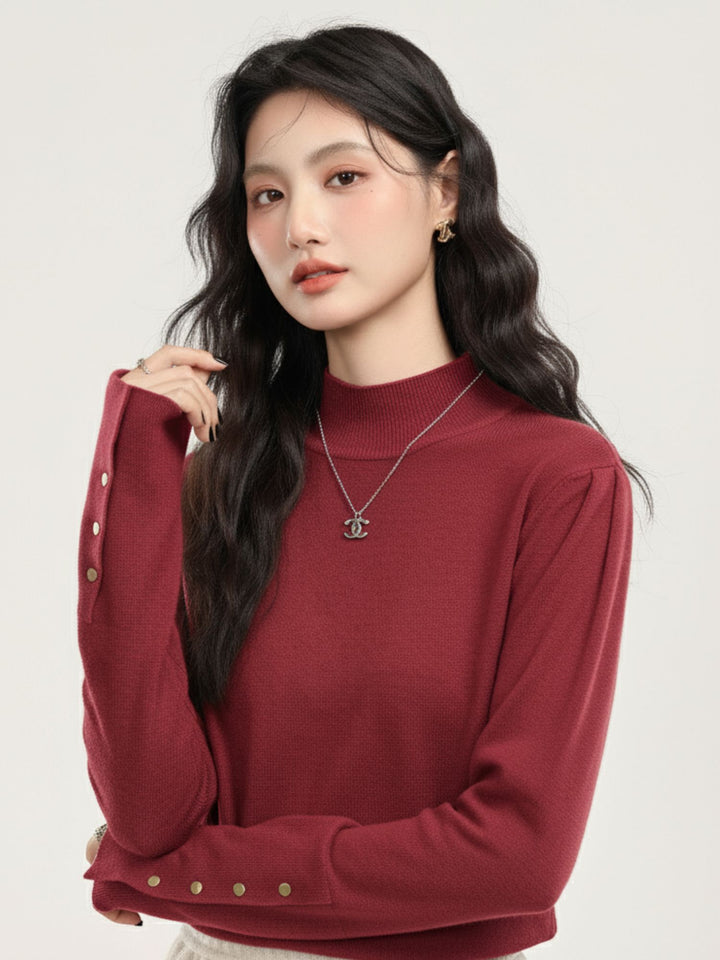 Maroon Full Sleeve High Neck Sweaters