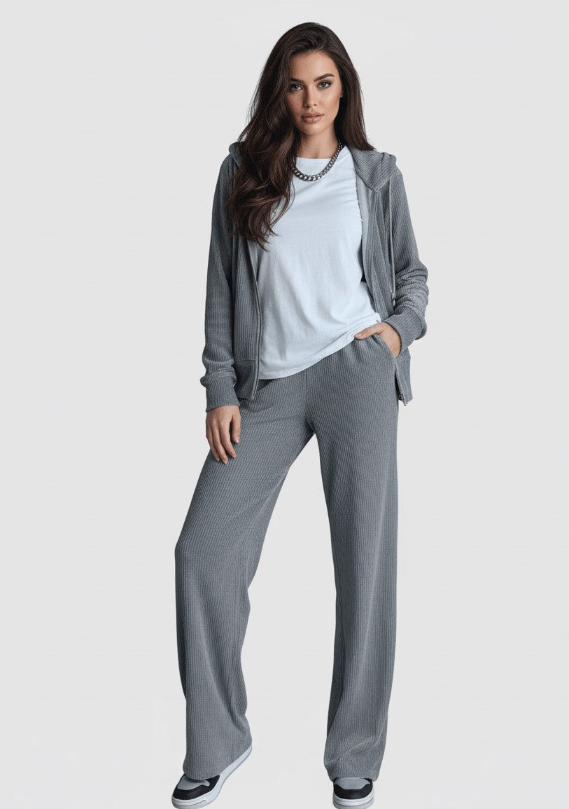 Solid Grey Long Sleeve Knit Sets