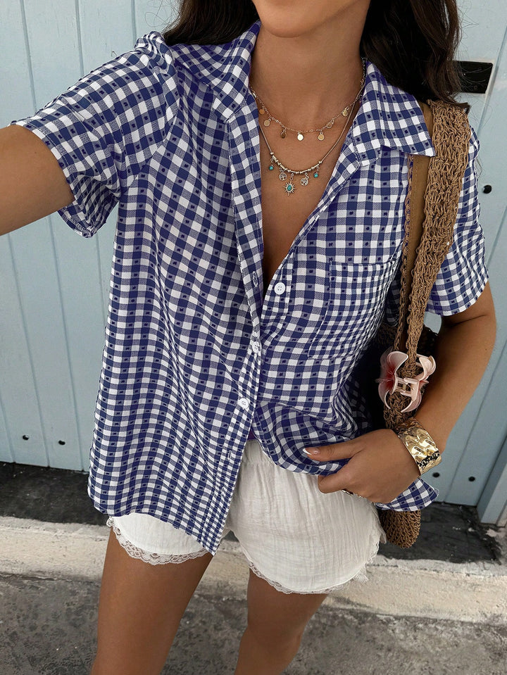 Blue Blue And White Check Shirt