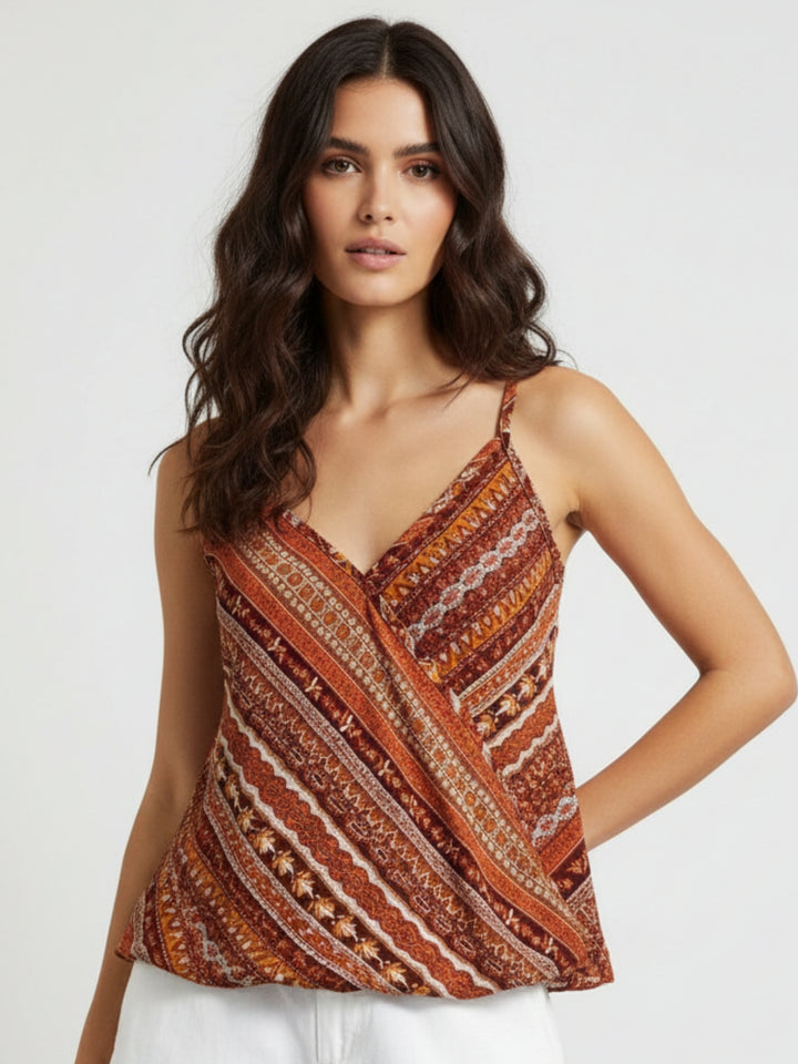 Multi Spaghetti Strap Printed Top