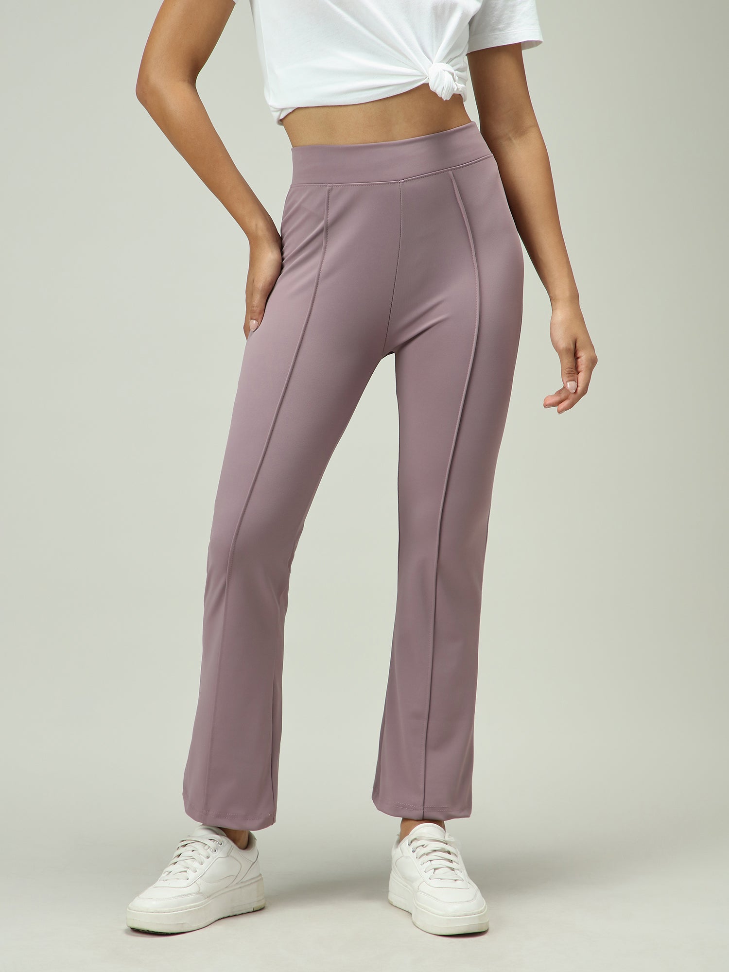 Mauve Fitted Flared Leggings