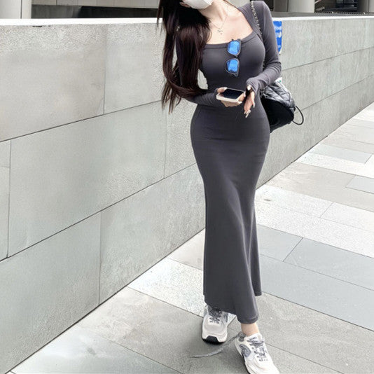 Grey Knit Maxi Dress