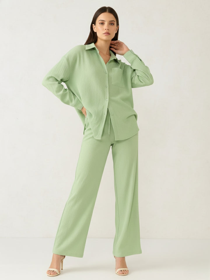 Green Oversized Shirt & Pant Co-Ord Set