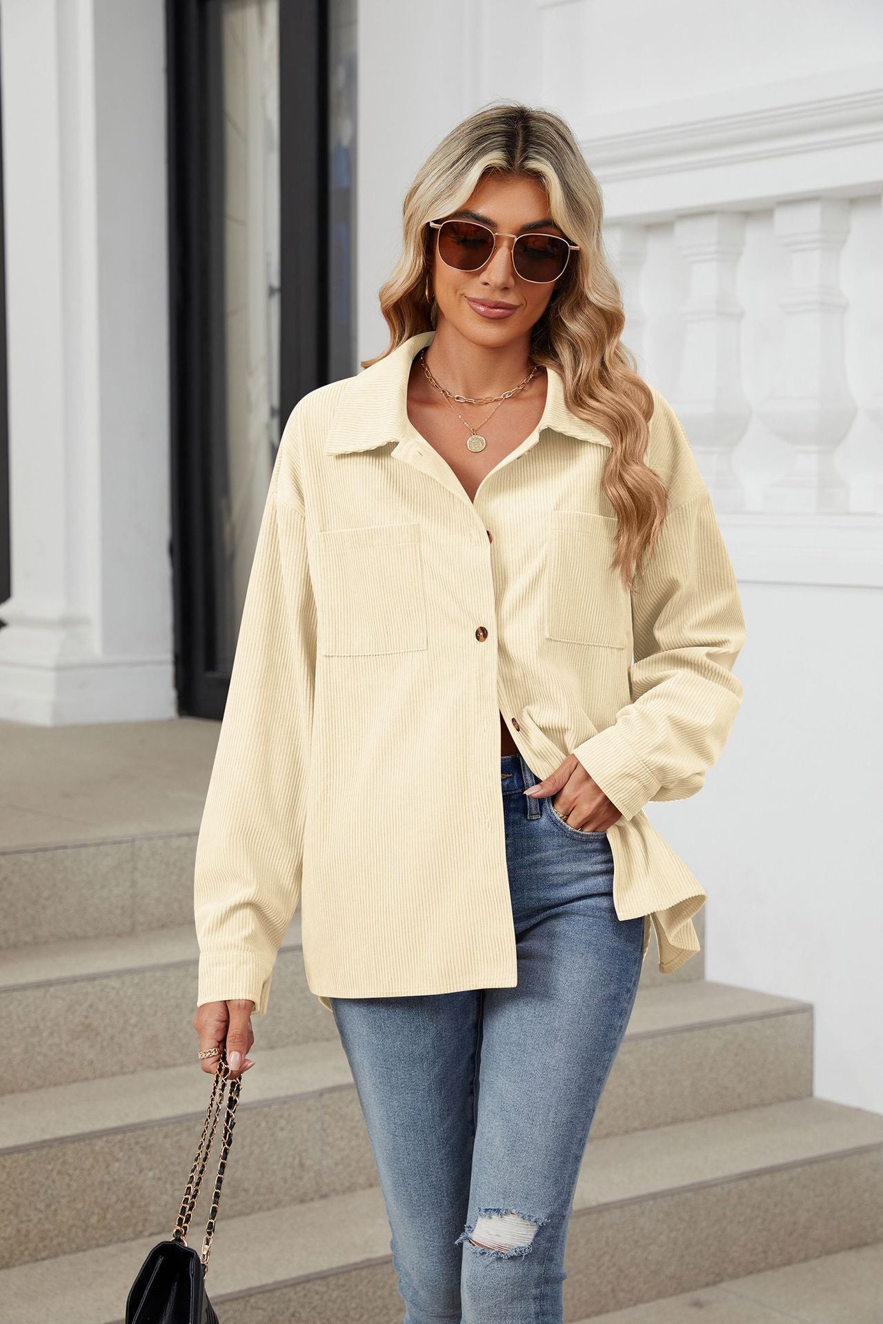 Cream Full Sleeves Buttondown Shirt