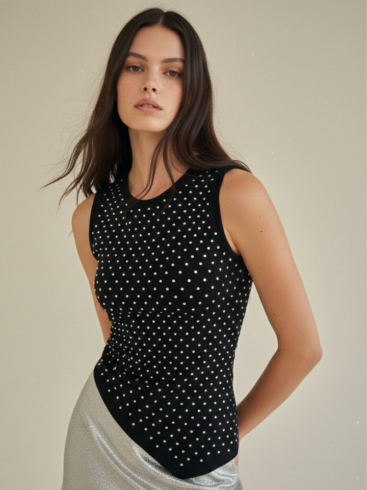 Black Asymmetric Embellished Top