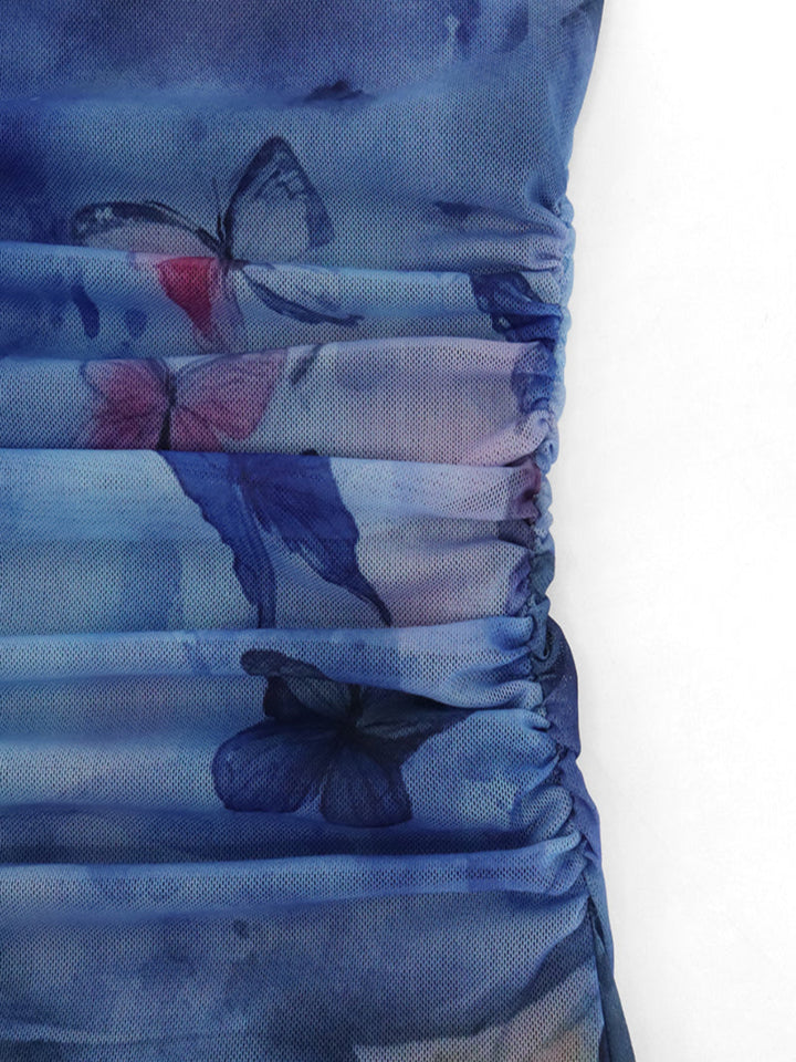 Printed Blue Skater Maxi