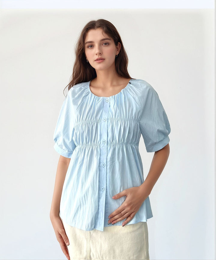 Blue Front Ruching Top
