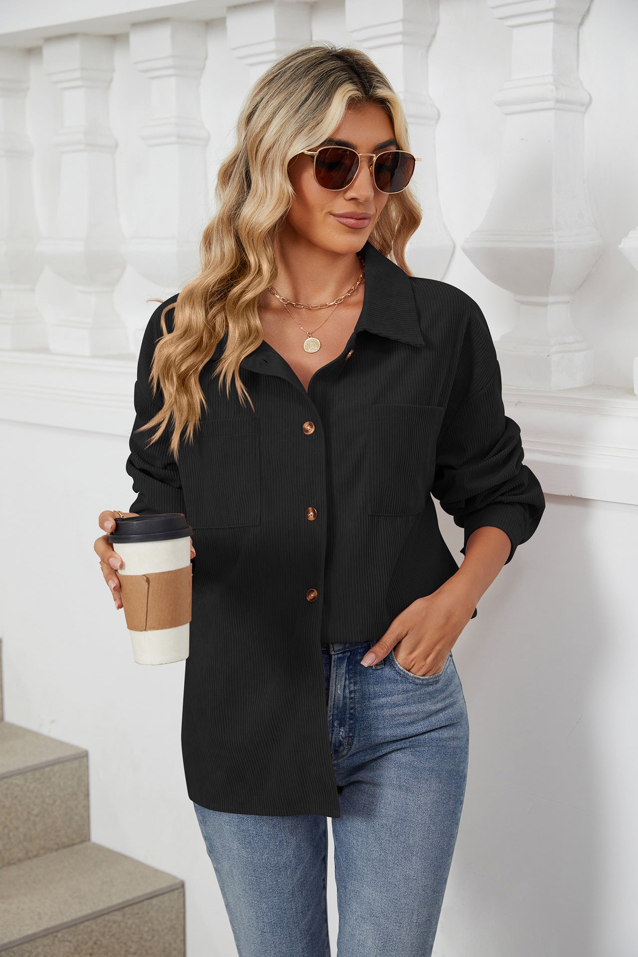 Black Full Sleeves Buttondown Shirt