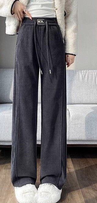 Grey Textured Wide Leg Jogger