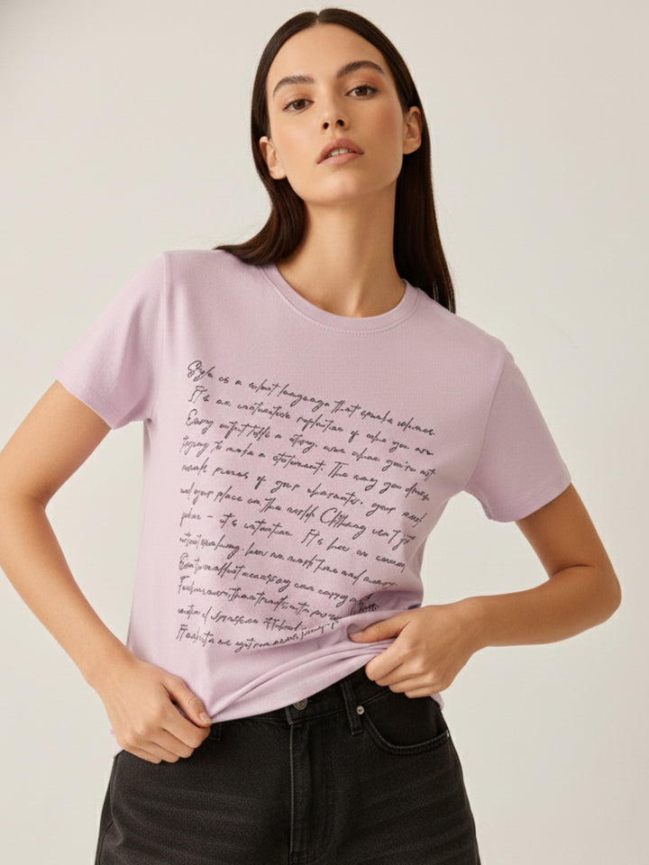 Lilac Regular Fit Graphic Tshirt