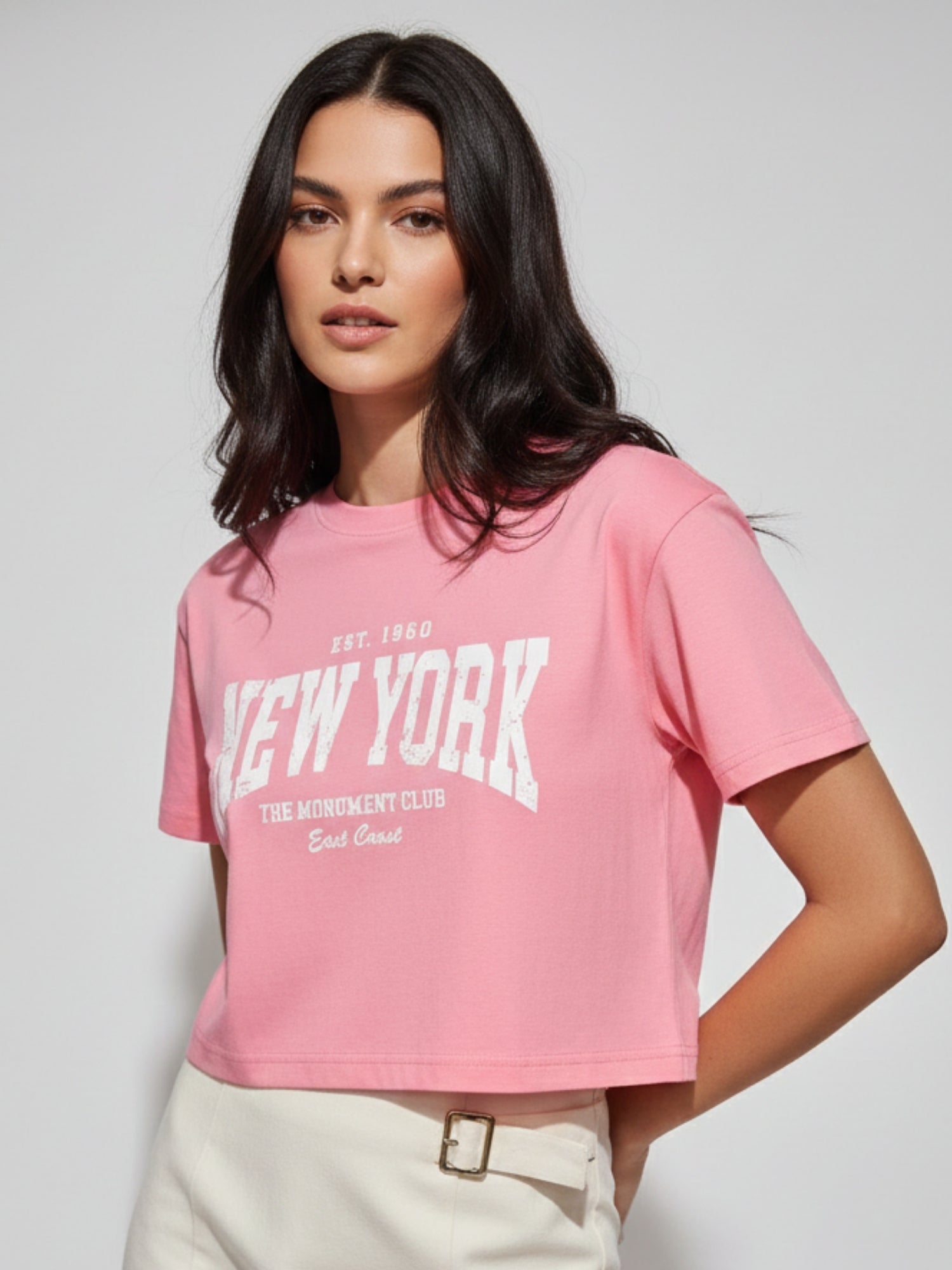 Pink Cropped Boxy Tshirt With Graphic