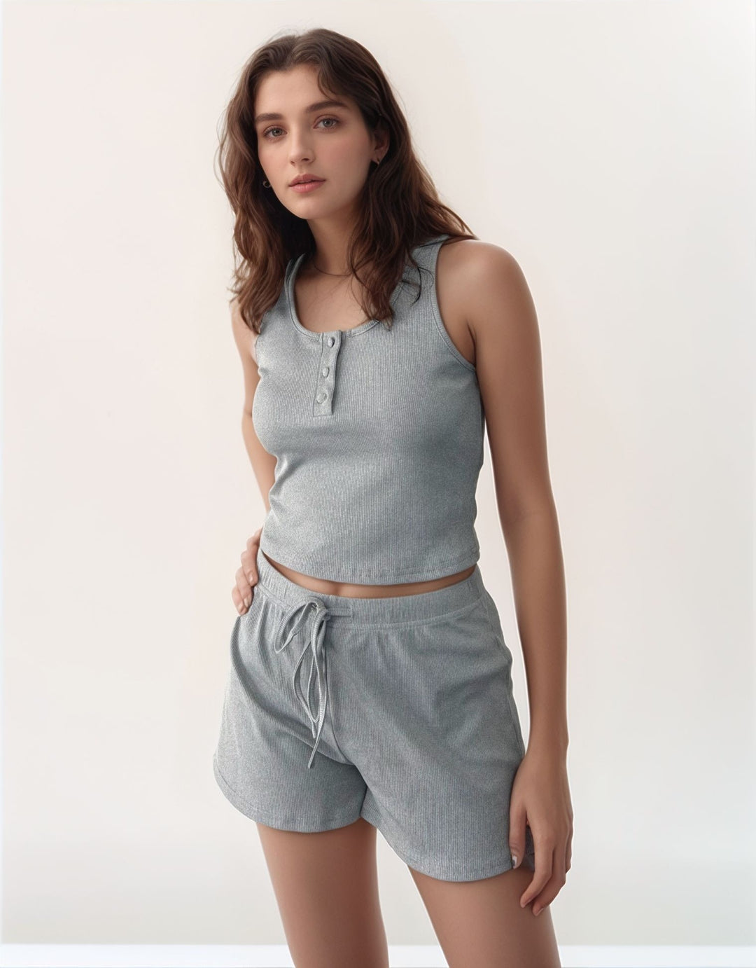 Grey Casual Solid Co-Ord Set