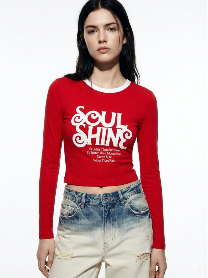 Red Fitted Graphic Printed T-Shirt