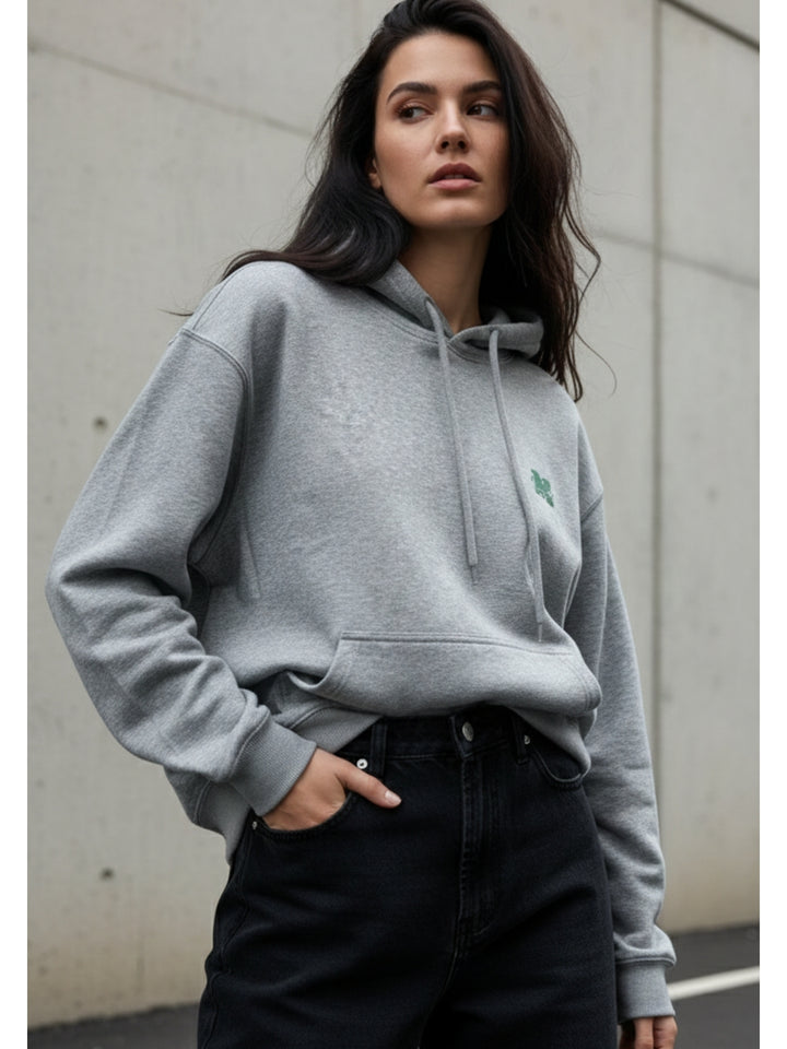 Grey Full Sleeve Printed Hoodie