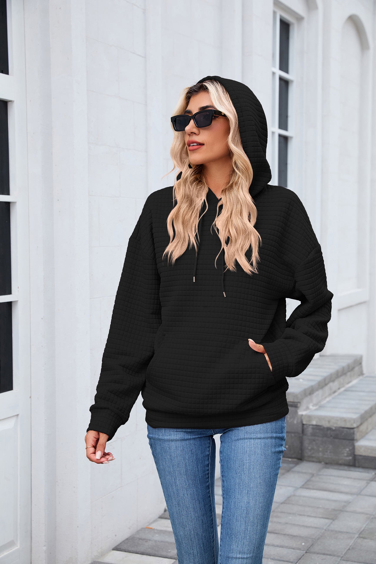 Black Full Sleeves Solid Hoodie