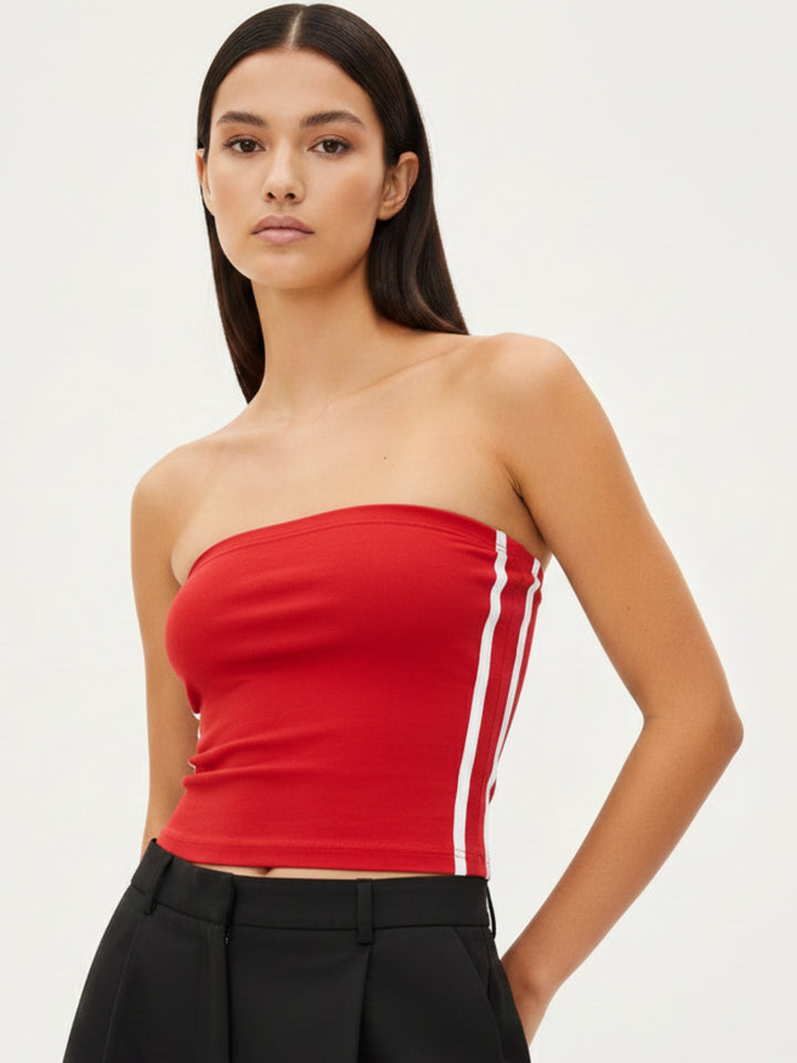 Red Tube Striped Top