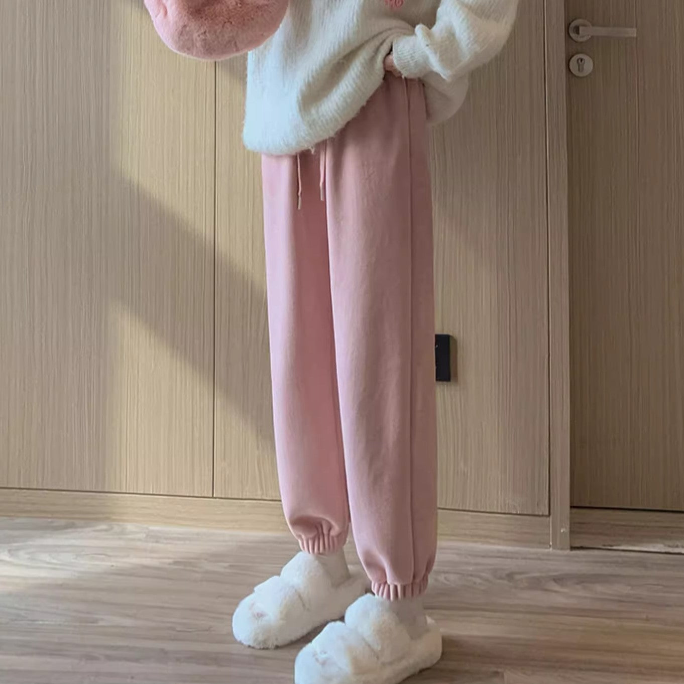 Pink Quilted Fleece Jogger
