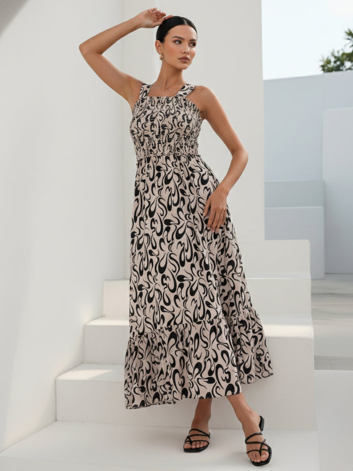 Cream Shoulder Strap Tiered Dress