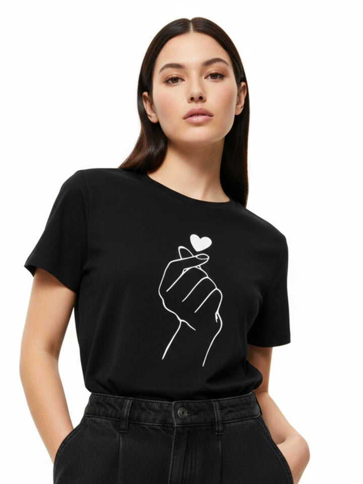 Black Regular Fit Graphic Tshirt