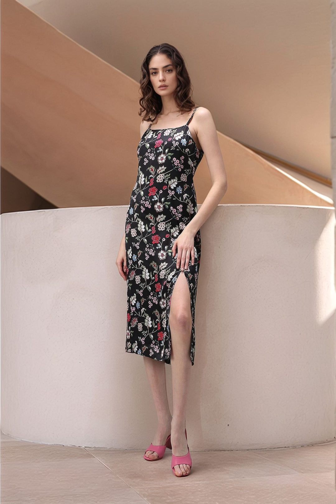 Multi Side Slit Satin Dress