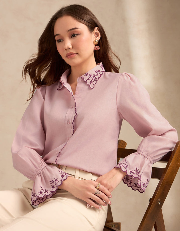Pink Shirt With Embroidery Detail