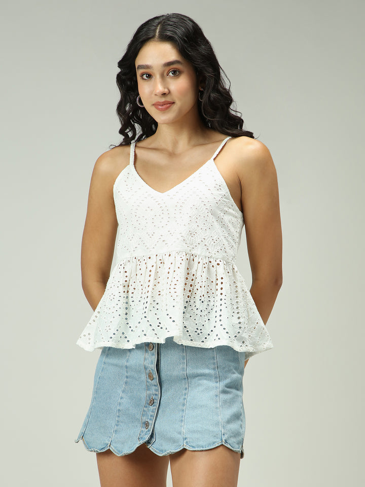 White Strappy Aline Schifley Top