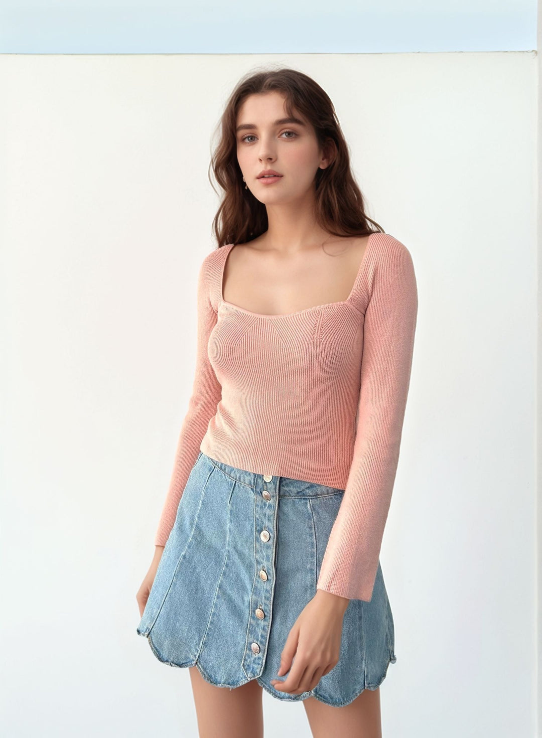 Pink Sweatheart Neckline Flat Top