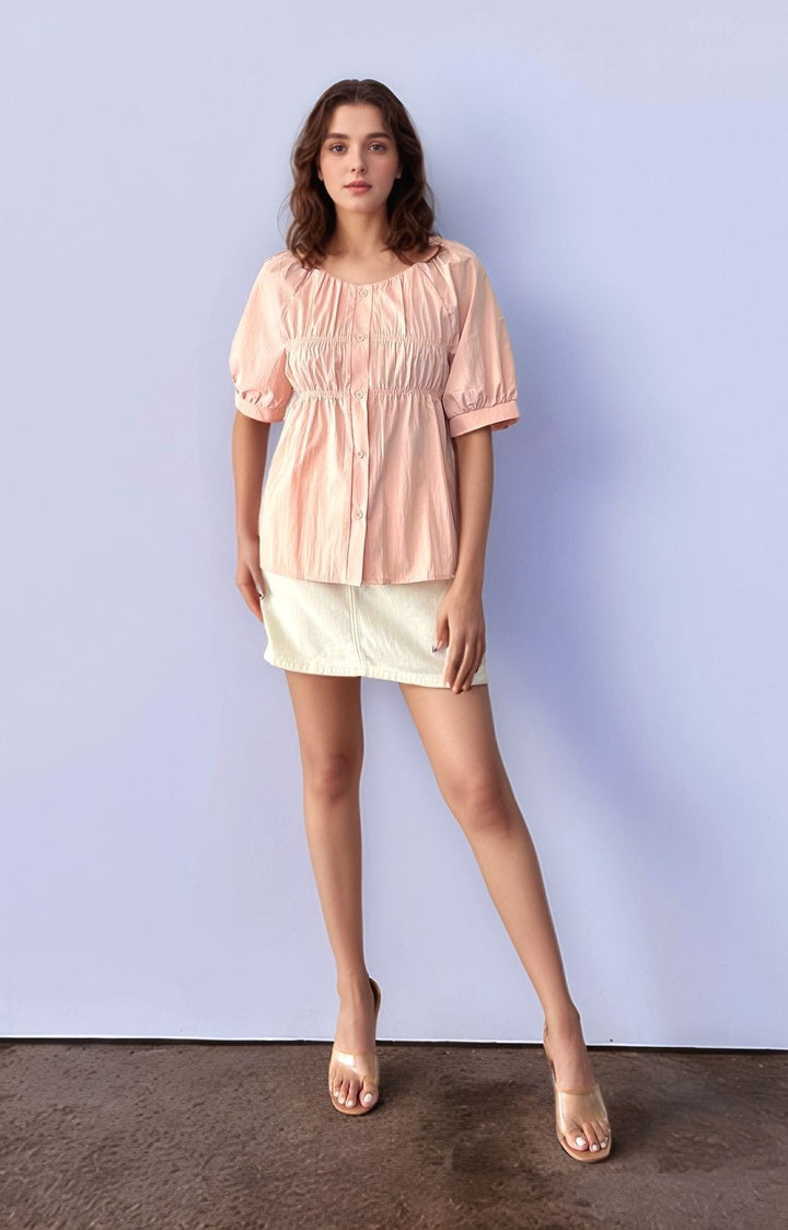 Pink Front Ruching Top