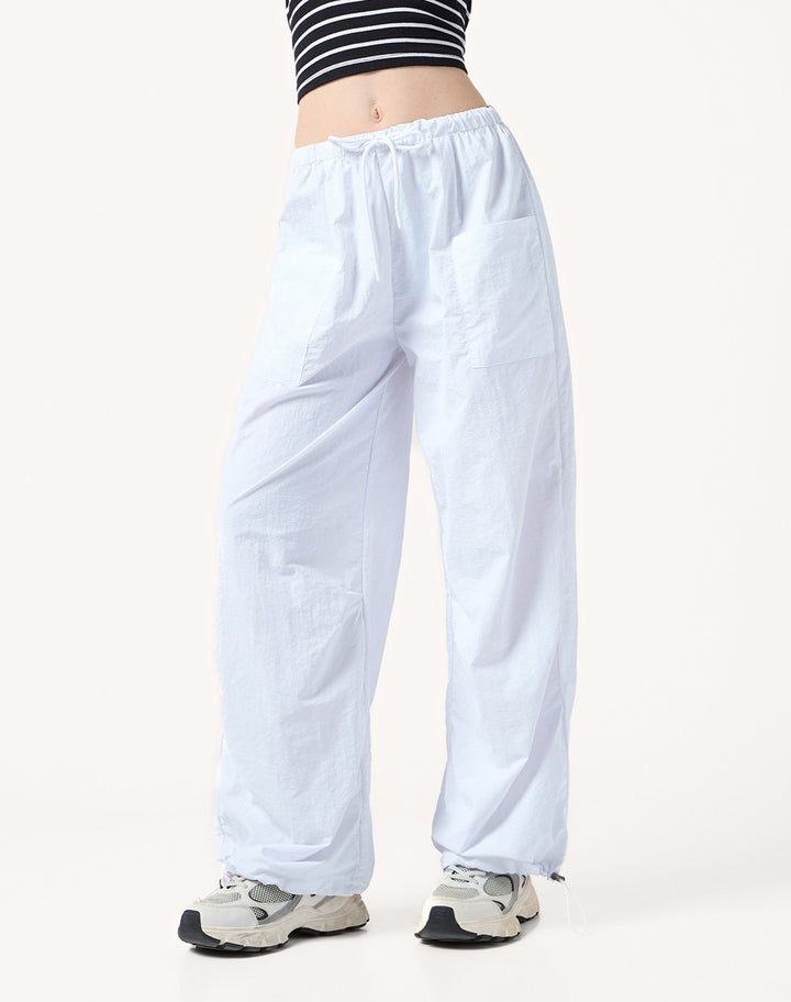 White Drawstring Cargo Pants