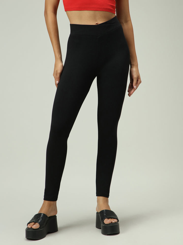 Black Criss Cross Waistband Leggings