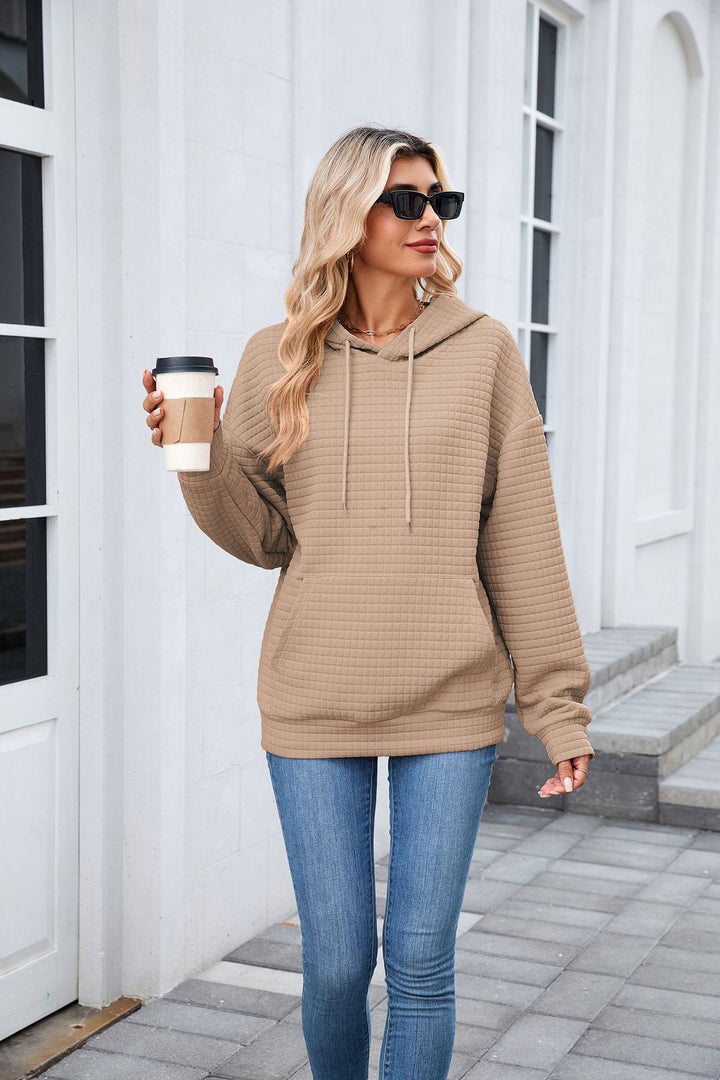 Beige Full Sleeves Solid Hoodie