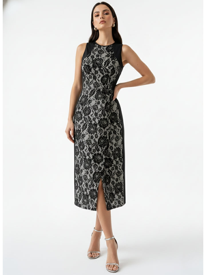 Black Sleeveless Textured Dress