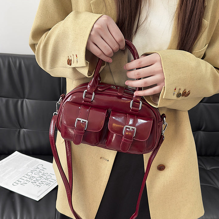 Wine Double Pocket Crossbody Bag