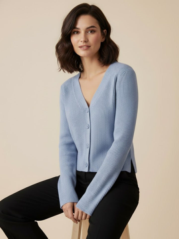 Blue Full Sleeve Buttoned Cardigan