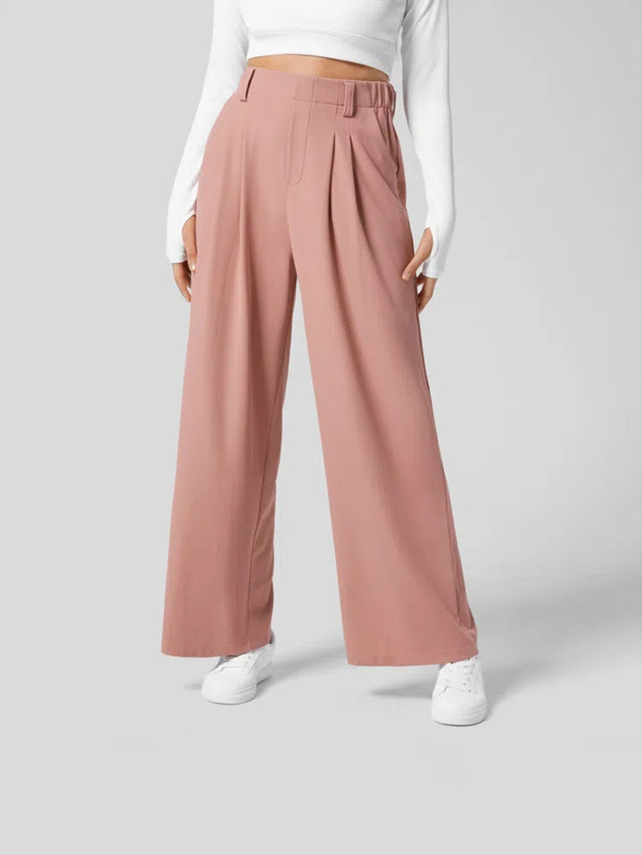 Nude Pleated Wide Leg Pants