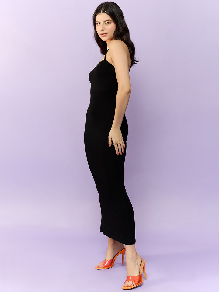 Black Strappy Fitted Maxi Dress