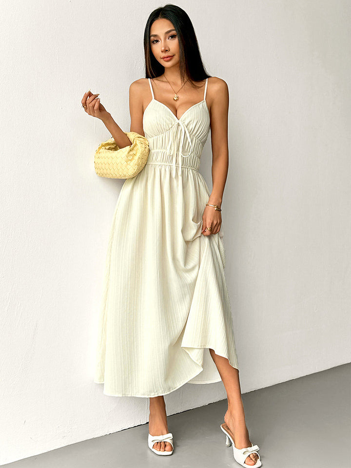Cream Ruched Bust Maxi Dress