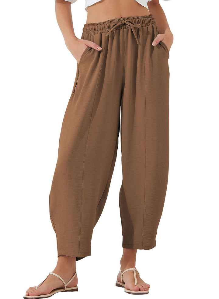 Brown Elasticated Waist Band Wide Leg Trouser