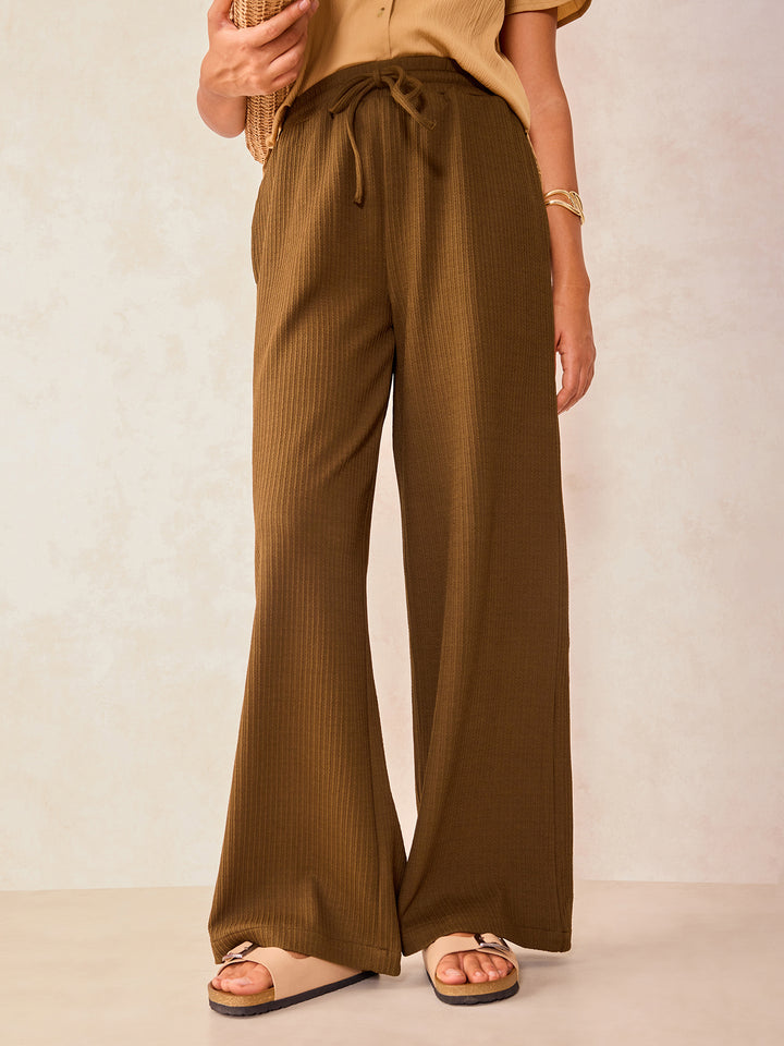 Olive High Waisted Wide Leg Trousers