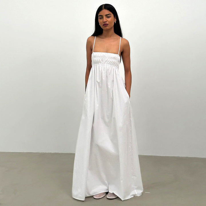 White Shoulder Strap Maxi Dress