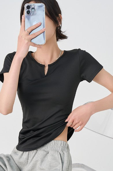 Black V-Neck Regular Fit T-Shirt