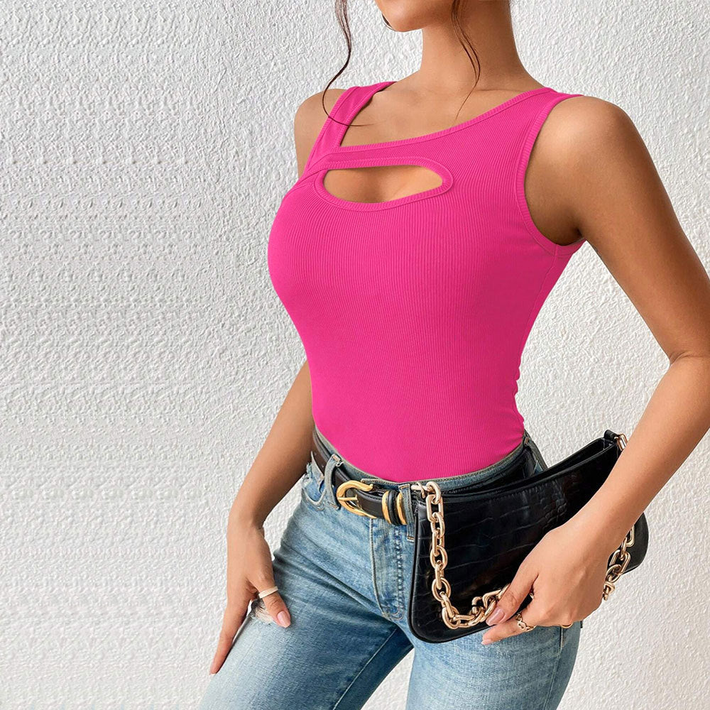 Pink Sleeveless Cut-Out Detail Top