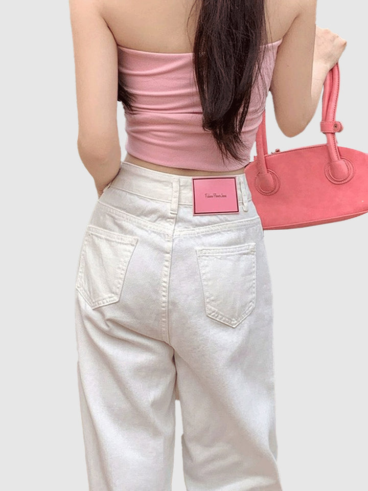 Cream Coloured Basic Straight Fit