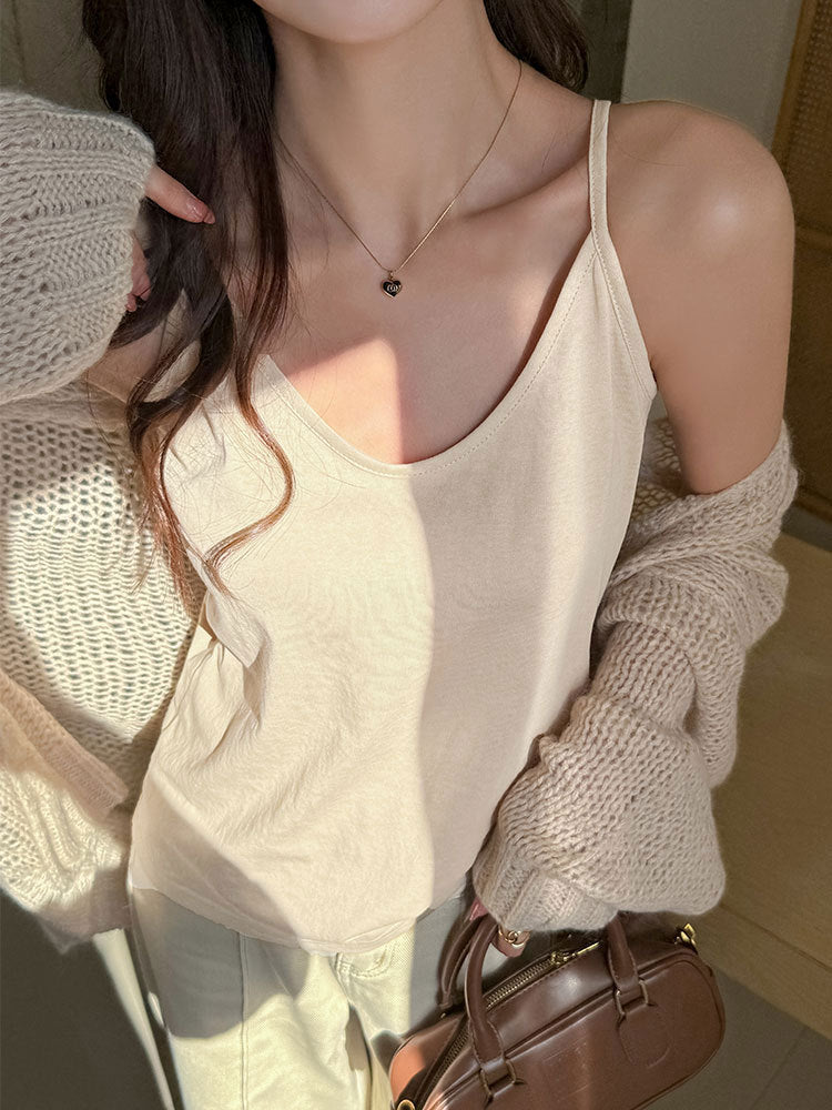 White Scoop Neck Relaxed Fit Camisole