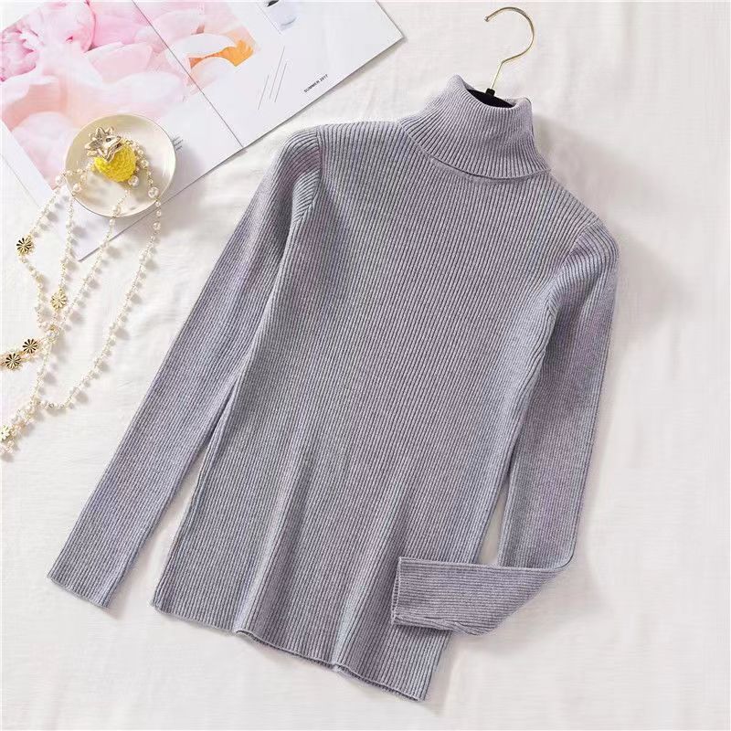 Grey High Neck Flat Knit Top